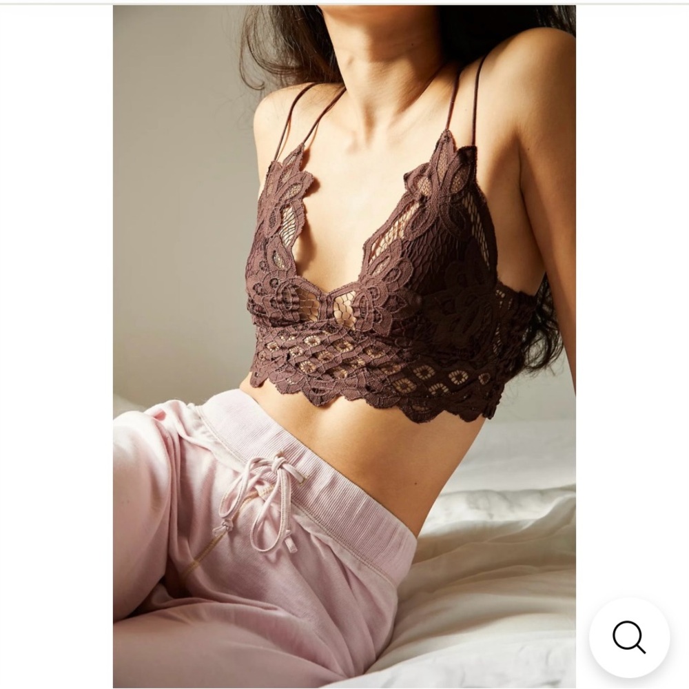 Free People Boho crochet lace Adella Brown Bralette -